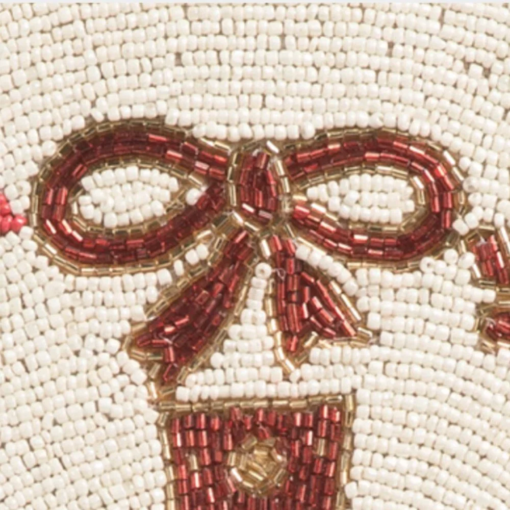 x4 Tahari Christmas Nutcracker Wreath Bow Beaded Placemat Set 15